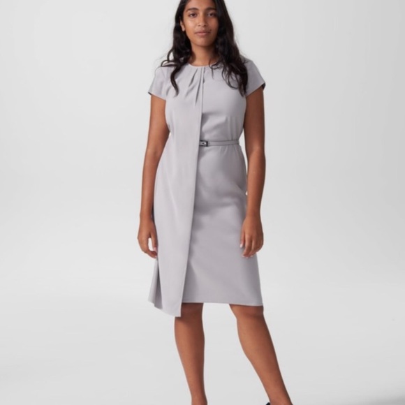 Universal Standard Women’s Vesper Workwear Dress in Ash Light Gray - Picture 1 of 12